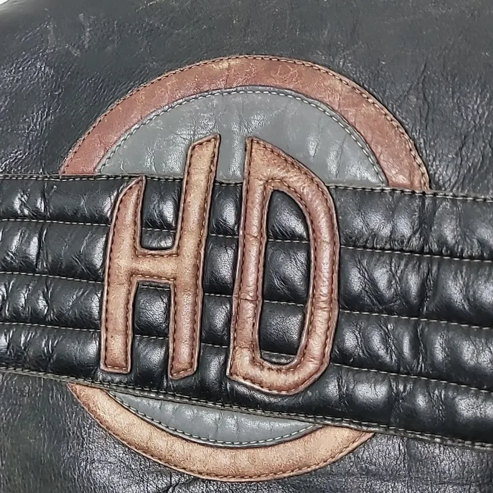 Vintage Harley Davidson‎ Quilted Lined Cowhide Motorcycle Jacket Size 46 Tall